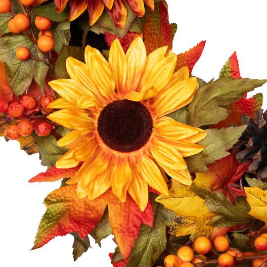 24" Sunflower & Pinecone Fall Wreath